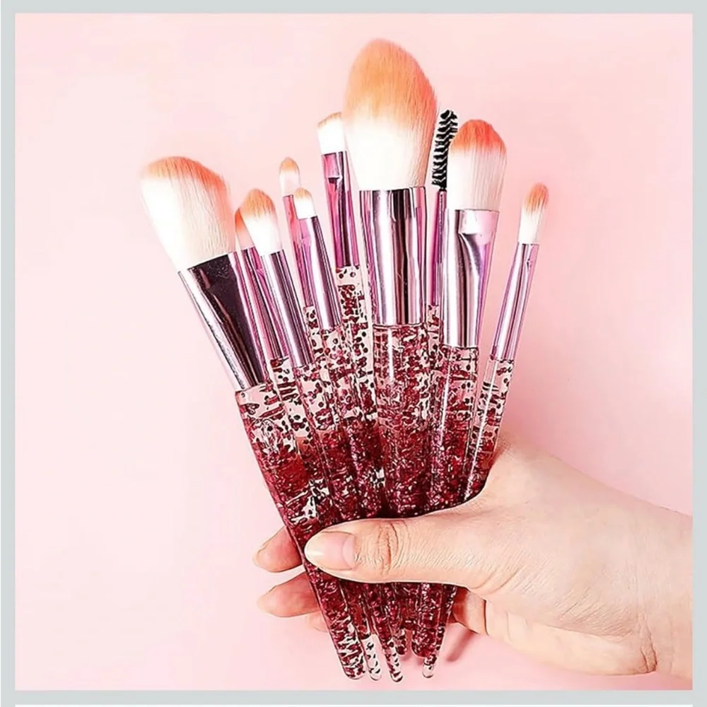 Pink Glitter Makeup Brush Set NWT